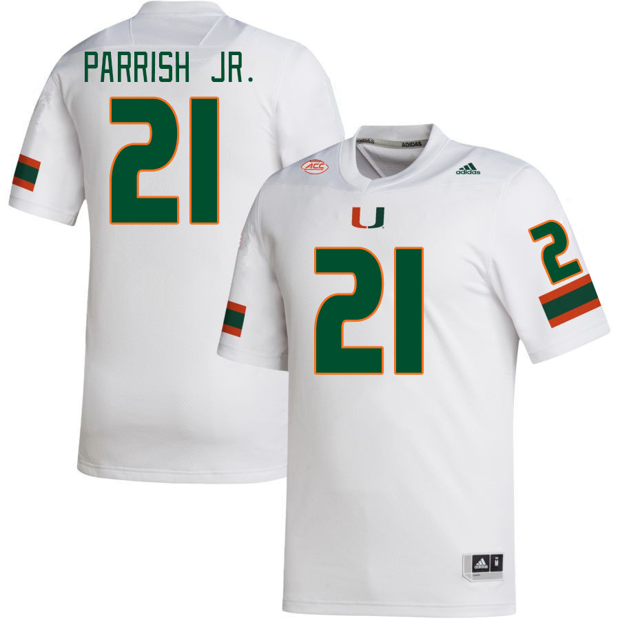 #21 Henry Parrish Jr. Miami Hurricanes Jerseys Football Stitched-White